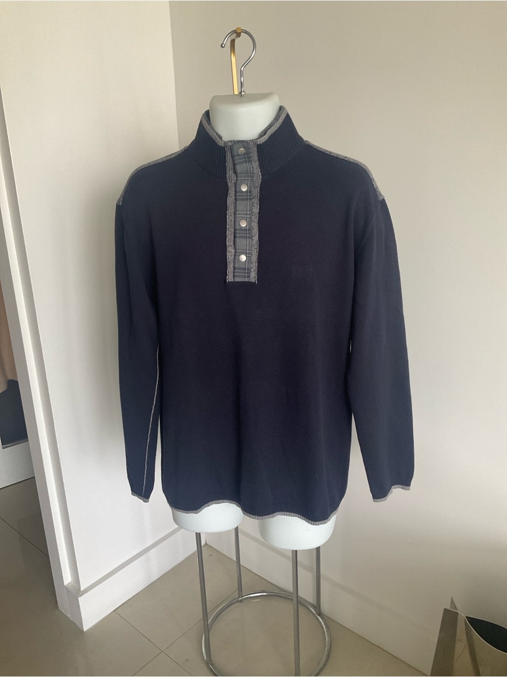 QED Brigham Golf Cotton/Cashmere Blend Navy Pullover Sweater sz L